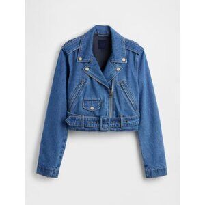 NWT GapStudio Denim Crop Moto Jacket - Color: medium wash
